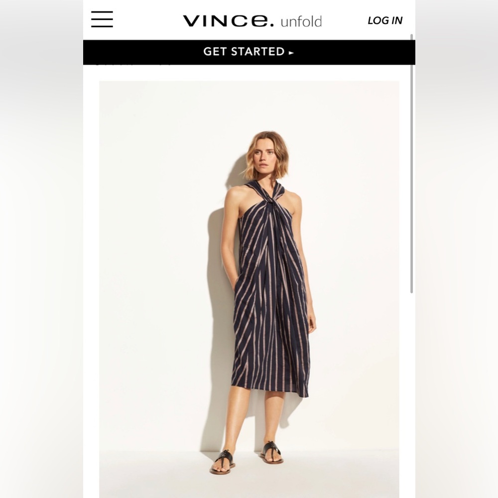 Vince Textured Stripe Twist Front Halter Dress - image 4